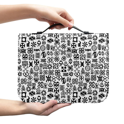 Black And White Adinkra Tribe Symbols Leather Bible Cover