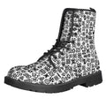 Black And White Adinkra Tribe Symbols Lace-Up Boots