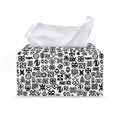 Black And White Adinkra Tribe Symbols Leather Tissue Box Cover