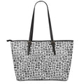 Black And White Adinkra Tribe Symbols Leather Tote Bag With Zipper