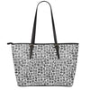 Black And White Adinkra Tribe Symbols Leather Tote Bag