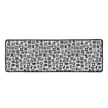 Black And White Adinkra Tribe Symbols Long Kitchen Mat