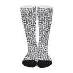 Black And White Adinkra Tribe Symbols Long Socks