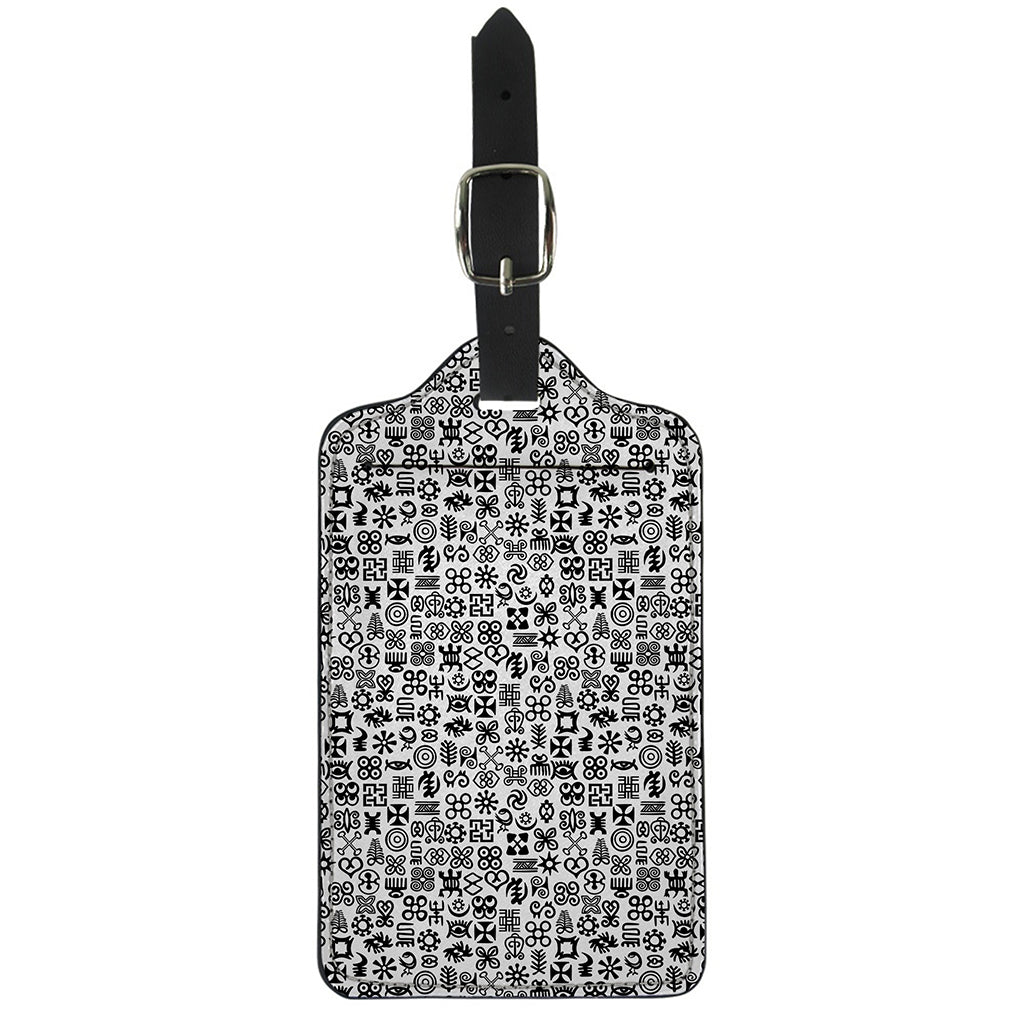 Black And White Adinkra Tribe Symbols Luggage Tag