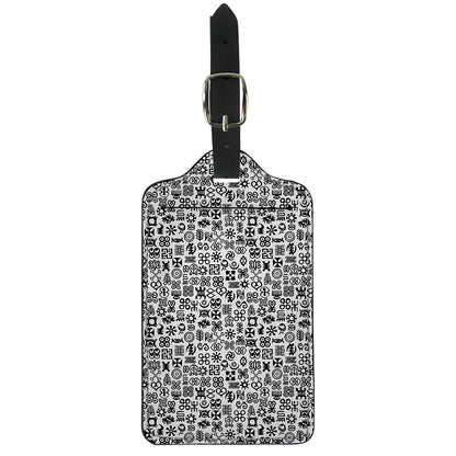 Black And White Adinkra Tribe Symbols Luggage Tag