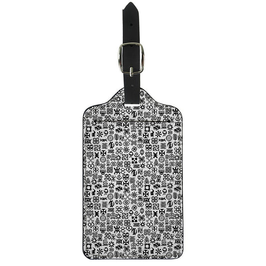 Black And White Adinkra Tribe Symbols Luggage Tag