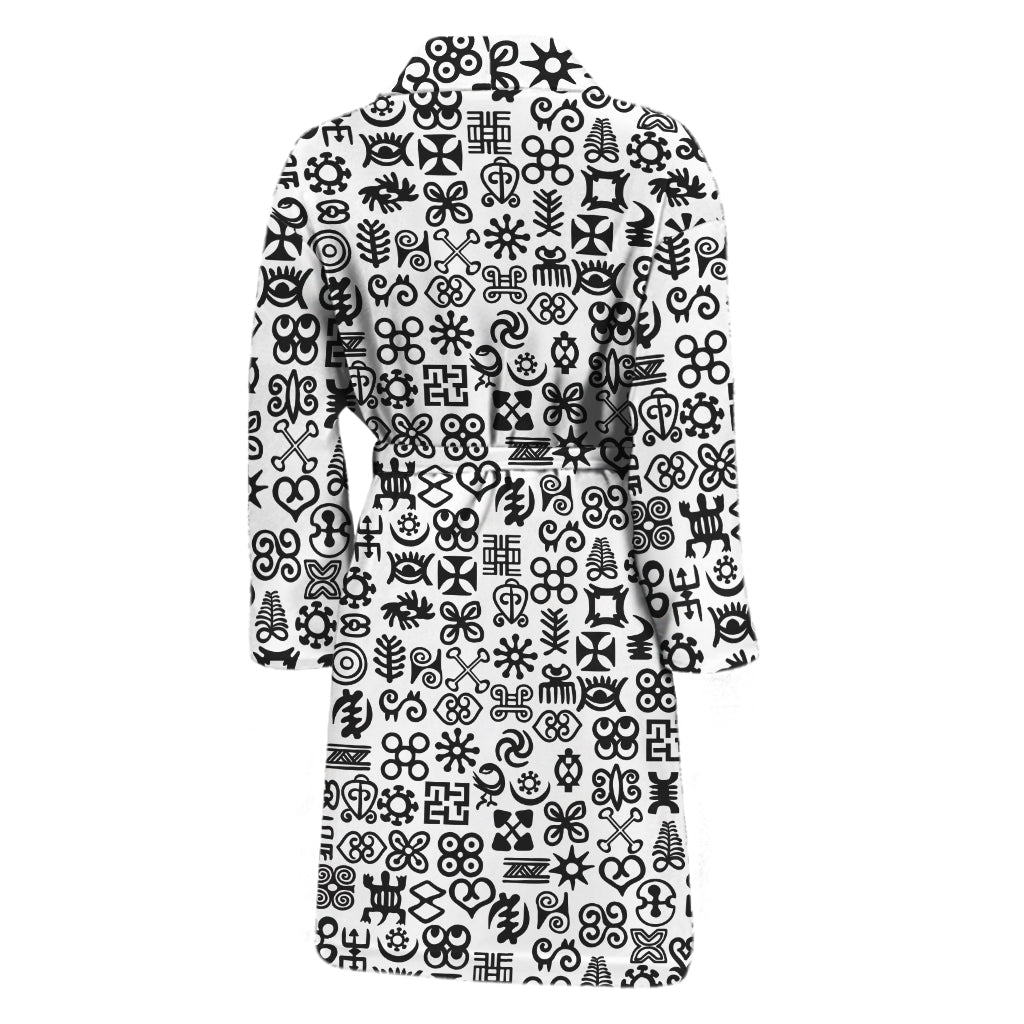 Black And White Adinkra Tribe Symbols Men's Bathrobe