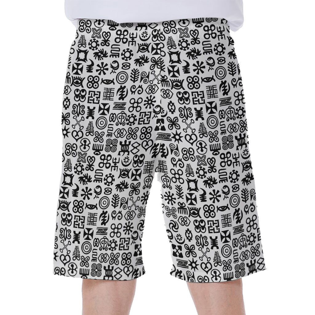 Black And White Adinkra Tribe Symbols Men's Beach Shorts