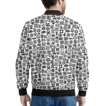 Black And White Adinkra Tribe Symbols Men's Bomber Jacket