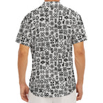 Black And White Adinkra Tribe Symbols Men's Deep V-Neck Shirt