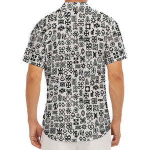 Black And White Adinkra Tribe Symbols Men's Deep V-Neck Shirt