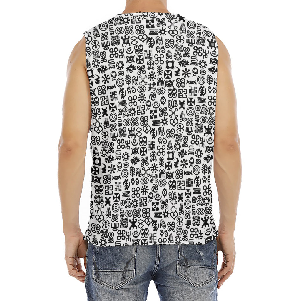 Black And White Adinkra Tribe Symbols Men's Fitness Tank Top