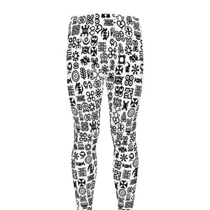 Black And White Adinkra Tribe Symbols Men's leggings