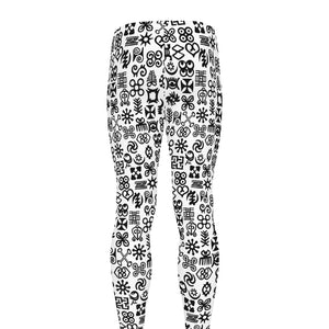 Black And White Adinkra Tribe Symbols Men's leggings