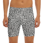 Black And White Adinkra Tribe Symbols Men's Long Boxer Briefs