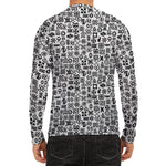 Black And White Adinkra Tribe Symbols Men's Long Sleeve Rash Guard