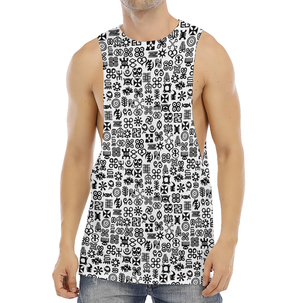 Black And White Adinkra Tribe Symbols Men's Muscle Tank Top