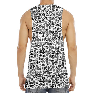 Black And White Adinkra Tribe Symbols Men's Muscle Tank Top