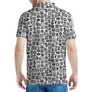 Black And White Adinkra Tribe Symbols Men's Polo Shirt