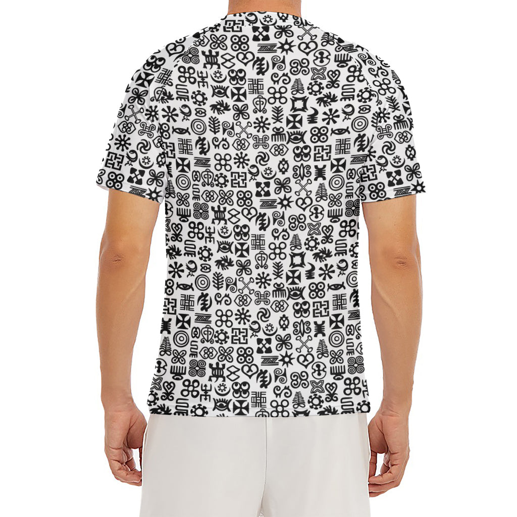 Black And White Adinkra Tribe Symbols Men's Short Sleeve Rash Guard