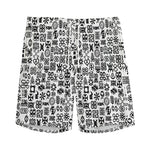 Black And White Adinkra Tribe Symbols Men's Sports Shorts