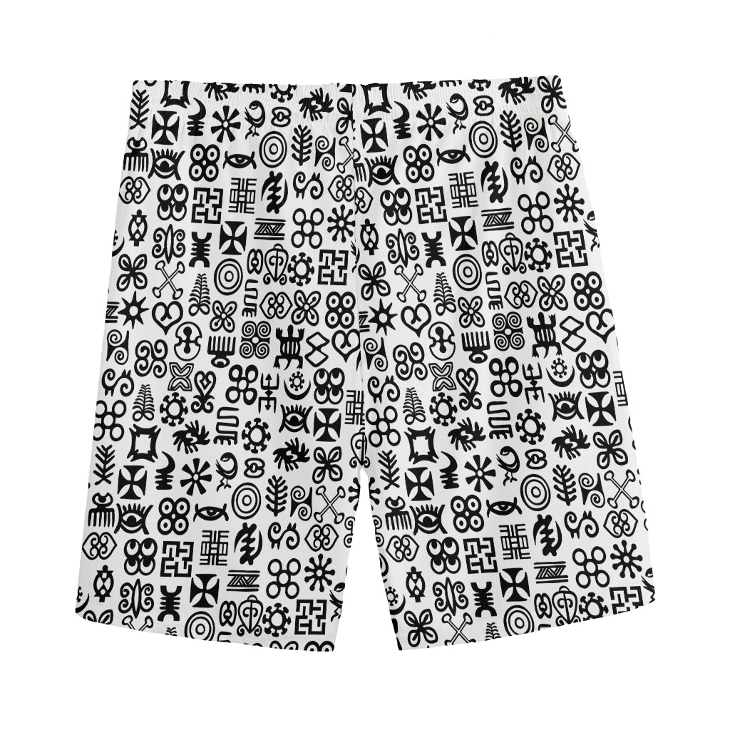 Black And White Adinkra Tribe Symbols Men's Sports Shorts