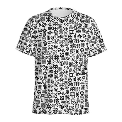 Black And White Adinkra Tribe Symbols Men's Sports T-Shirt