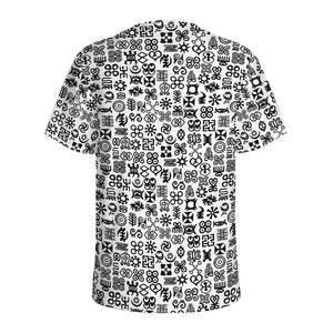 Black And White Adinkra Tribe Symbols Men's Sports T-Shirt