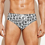 Black And White Adinkra Tribe Symbols Men's Swim Briefs
