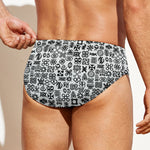 Black And White Adinkra Tribe Symbols Men's Swim Briefs