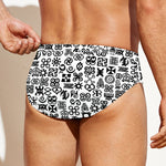 Black And White Adinkra Tribe Symbols Men's Swim Briefs