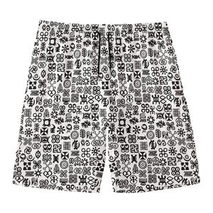 Black And White Adinkra Tribe Symbols Men's Swim Trunks