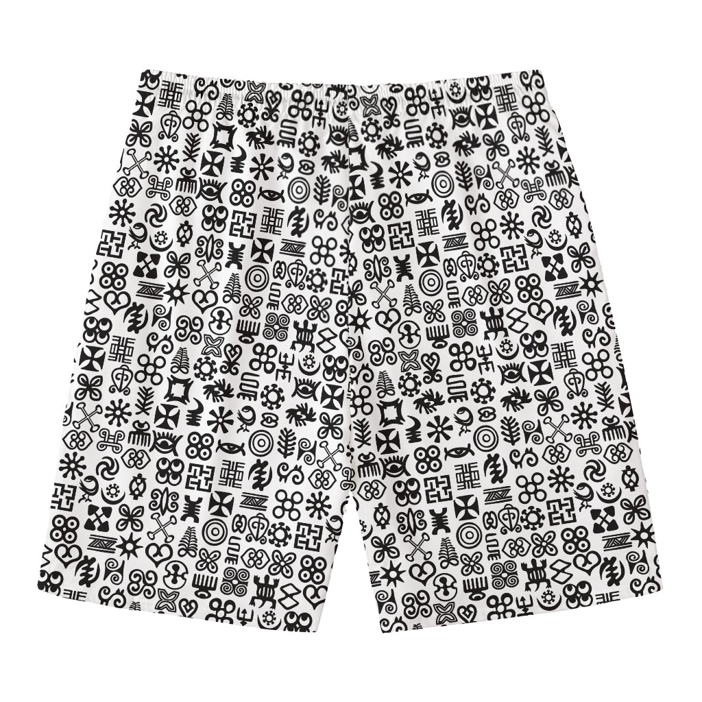 Black And White Adinkra Tribe Symbols Men's Swim Trunks