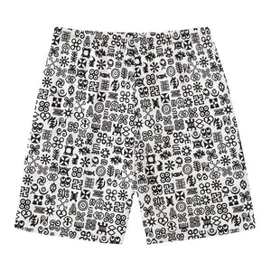 Black And White Adinkra Tribe Symbols Men's Swim Trunks