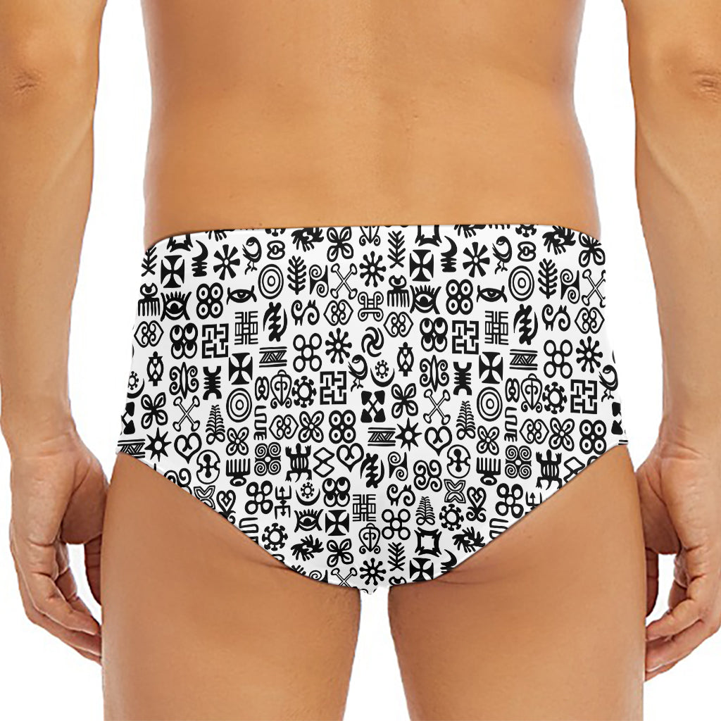 Black And White Adinkra Tribe Symbols Men's Triangle Swim Briefs