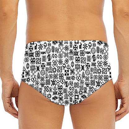 Black And White Adinkra Tribe Symbols Men's Triangle Swim Briefs
