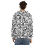 Black And White Adinkra Tribe Symbols Men's Velvet Pullover Hoodie