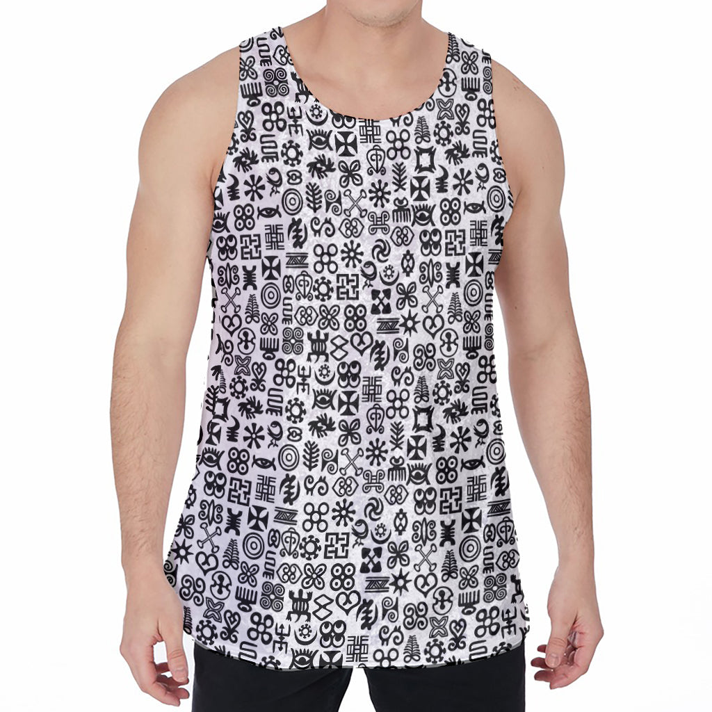 Black And White Adinkra Tribe Symbols Men's Velvet Tank Top