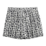 Black And White Adinkra Tribe Symbols Mesh Shorts