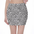 Black And White Adinkra Tribe Symbols Pencil Mini Skirt