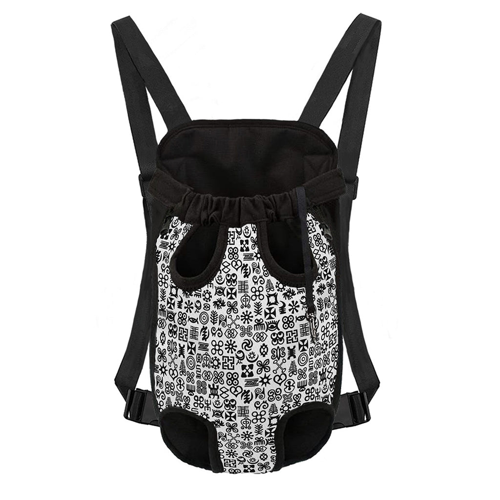 Black And White Adinkra Tribe Symbols Pet Carrier Backpack