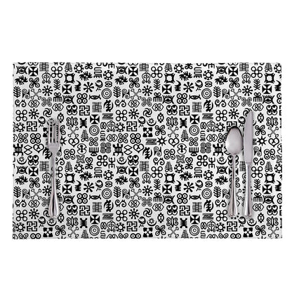 Black And White Adinkra Tribe Symbols Placemat