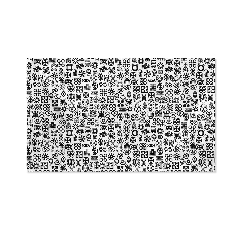 Black And White Adinkra Tribe Symbols Polyester Flag