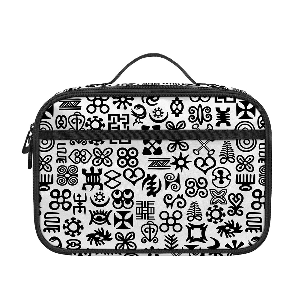 Black And White Adinkra Tribe Symbols Portable Lunch Bag