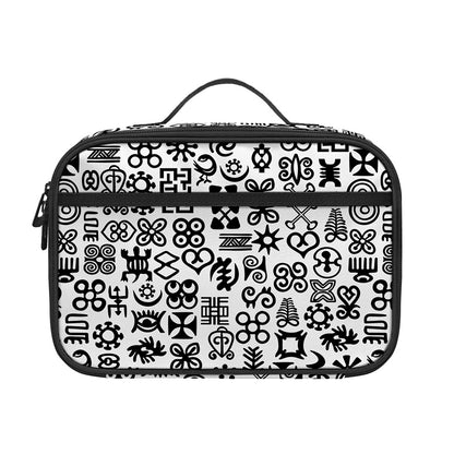 Black And White Adinkra Tribe Symbols Portable Lunch Bag