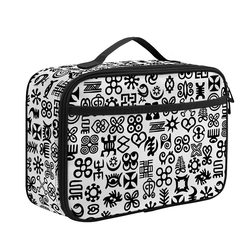 Black And White Adinkra Tribe Symbols Portable Lunch Bag