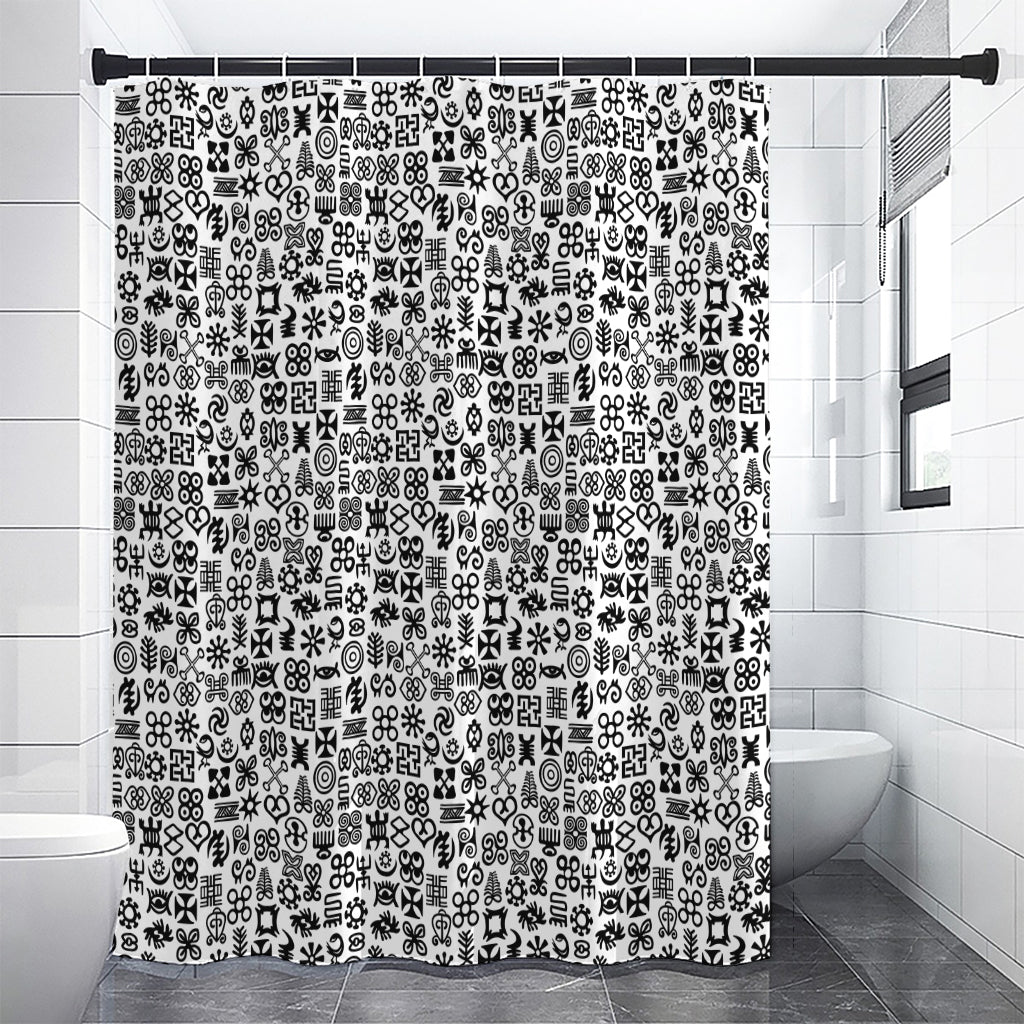 Black And White Adinkra Tribe Symbols Premium Shower Curtain