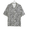 Black And White Adinkra Tribe Symbols Rayon Hawaiian Shirt