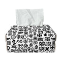 Black And White Adinkra Tribe Symbols Rectangle Tissue Box Cover