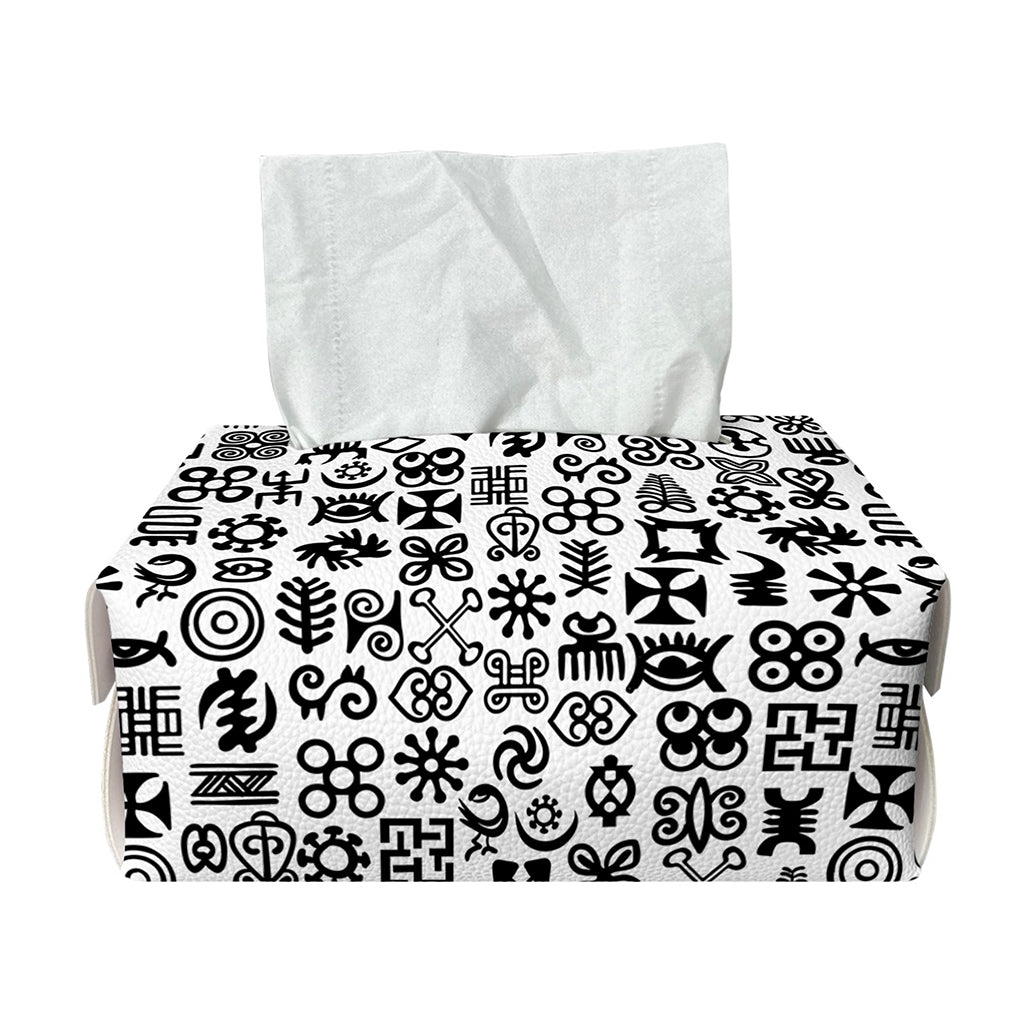 Black And White Adinkra Tribe Symbols Rectangle Tissue Box Cover